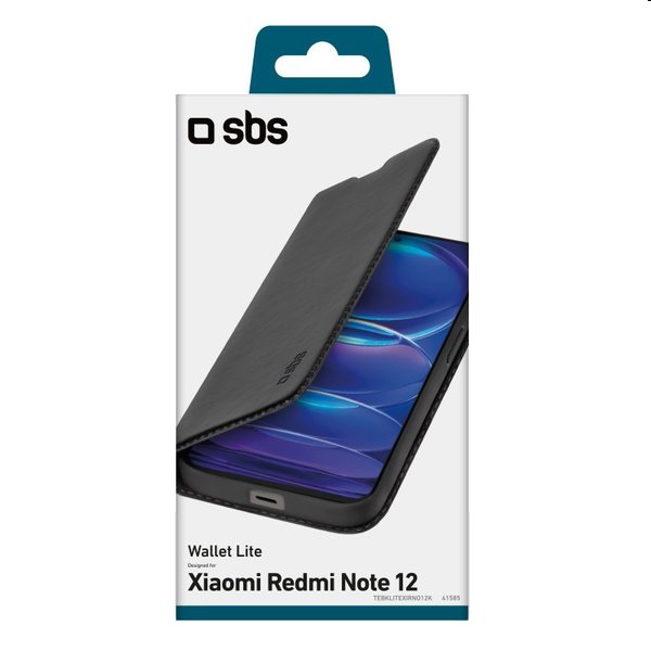 SBS Book Wallet Lite tok Xiaomi Redmi Note 12 számára, fekete