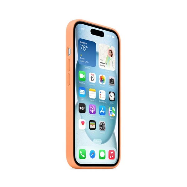 Apple iPhone 15 Plus Szilikontok MagSafe-vel - Orange Sorbet