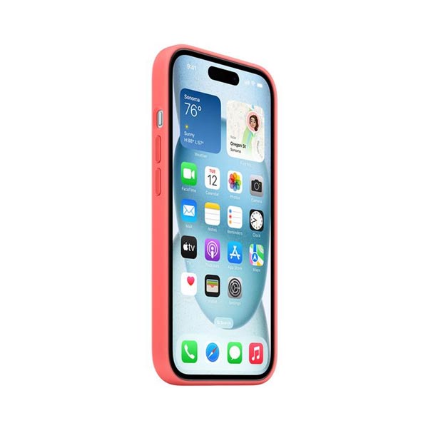 Apple iPhone 15 Szilikontok MagSafe-vel - Guava