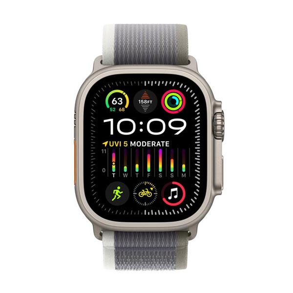 Apple Watch Ultra 2 GPS + Cellular, 49mm Titanium Case Zöld/Szürke Trail Loop-pal - S/M