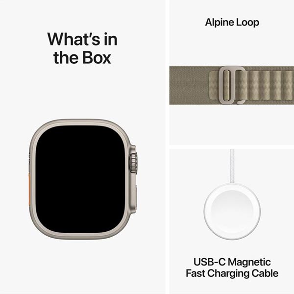 Apple Watch Ultra 2 GPS + Cellular, 49mm Titanium Case Olive Alpine Loop-pal - Nagy