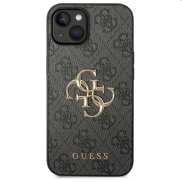 Guess PU 4G Metal Logo tok iPhone 15 Plus számára, szürke