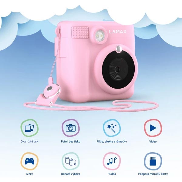 Lamax InstaKid1 fényképezőgép gyerekeknek rózsaszín