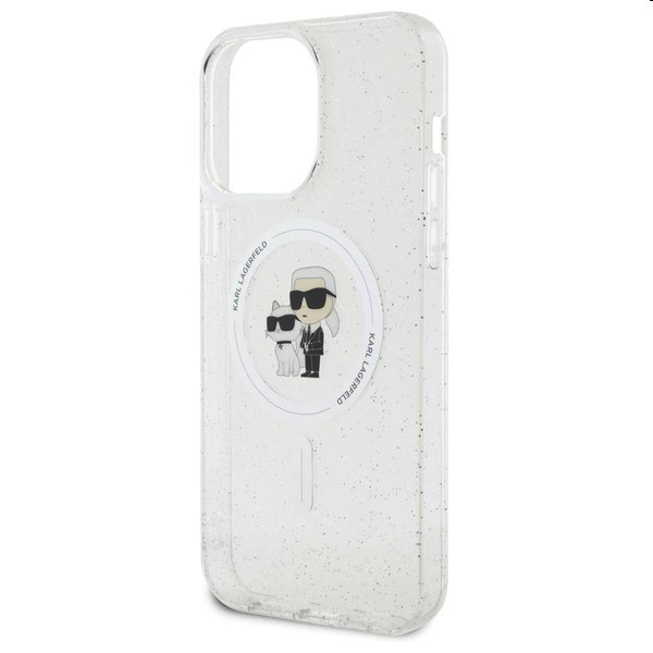 Karl Lagerfeld IML Glitter Karl and Choupette MagSafe tok Apple iPhone 15 Pro Max számára, átlátszó Karl Lagerfeld IML Glitter Karl and Choupette MagSafe tok Apple iPhone 15 Pro Max számára, átlátszó
