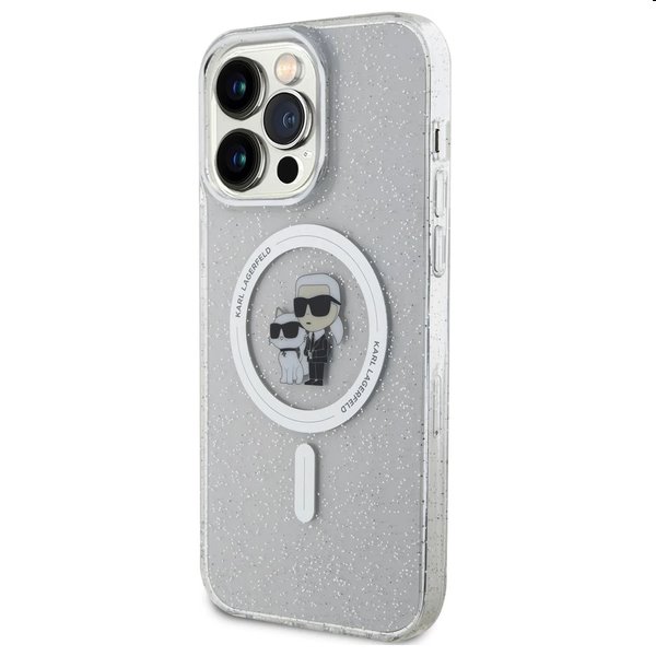 Karl Lagerfeld IML Glitter Karl and Choupette MagSafe tok Apple iPhone 15 Pro Max számára, átlátszó Karl Lagerfeld IML Glitter Karl and Choupette MagSafe tok Apple iPhone 15 Pro Max számára, átlátszó