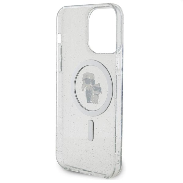 Karl Lagerfeld IML Glitter Karl and Choupette MagSafe tok Apple iPhone 15 Pro Max számára, átlátszó Karl Lagerfeld IML Glitter Karl and Choupette MagSafe tok Apple iPhone 15 Pro Max számára, átlátszó