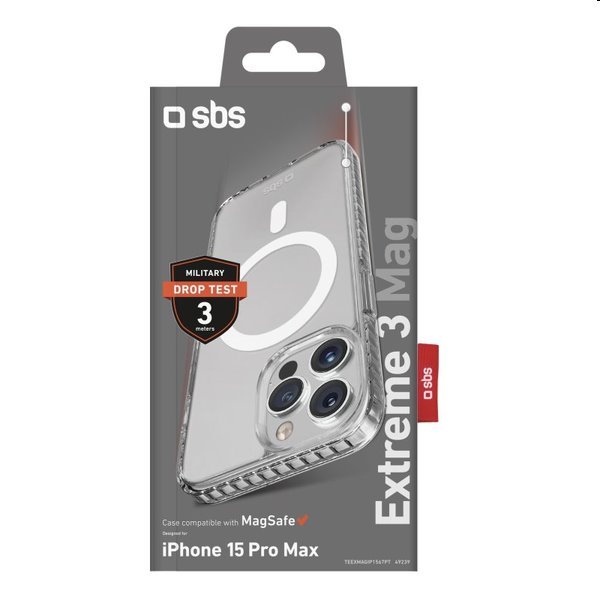 SBS Extreme 3 Mag tok Apple iPhone 15 Pro Max számára, átlátszó SBS Extreme 3 Mag tok Apple iPhone 15 Pro Max számára, átlátszó