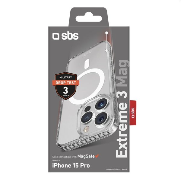 SBS Extreme 3 Mag tok Apple iPhone 15 Pro számára, átlátszó