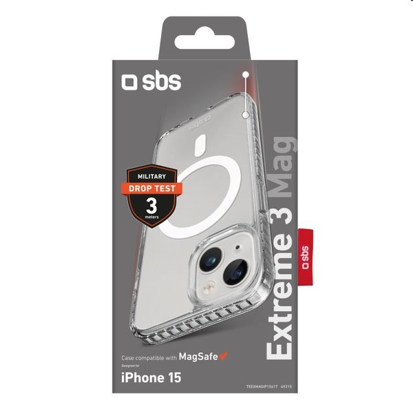 SBS Extreme 3 Mag tok Apple iPhone 15 számára, átlátszó
