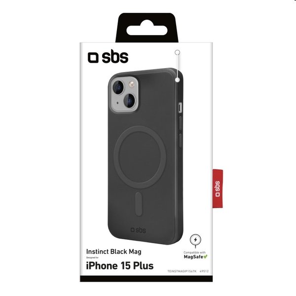 SBS Instinct tok  MagSafe-vel Apple iPhone 15 Plus számára, fekete