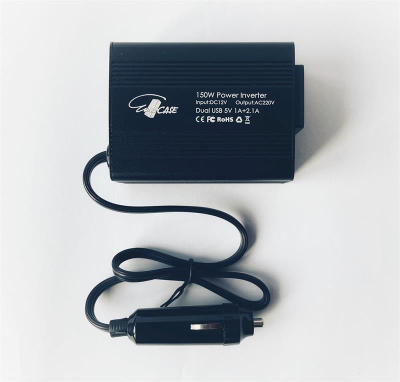 EUROCASE feszültségváltó DC/AC, 12V/230V, 150W, USB 2*5V/500mA, autós csatlakozó (MT-MX150)