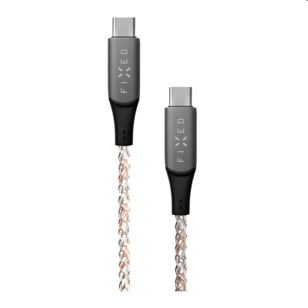 FIXED LED Töltőkábel USB-C/USB-C, PD, 1,2 m, 60 W, szivárványos