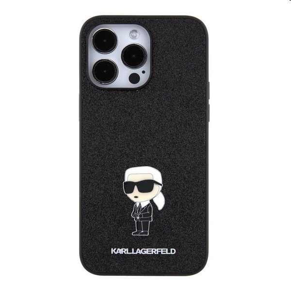 Karl Lagerfeld Fixed Glitter Metal Ikonik Apple iPhone 15 Pro számára, fekete