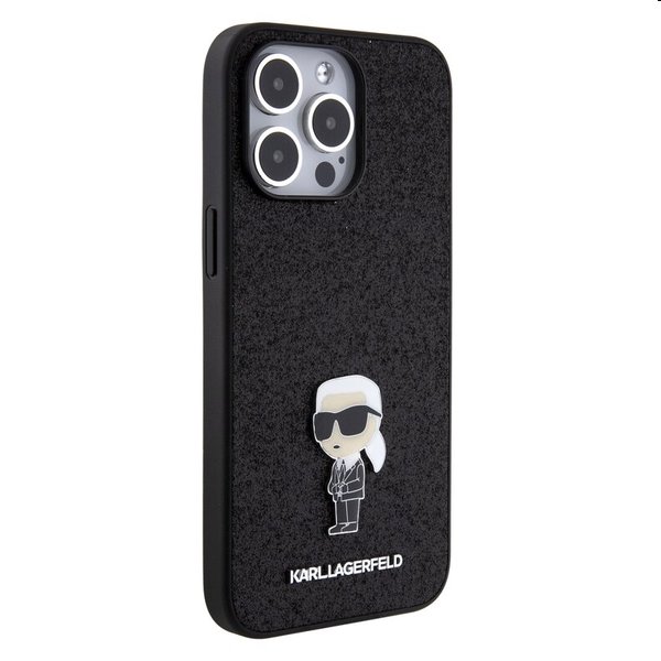 Karl Lagerfeld Fixed Glitter Metal Ikonik Apple iPhone 15 Pro Max számára, fekete