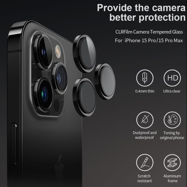 Nillkin CLRFilm Camera Optik Apple iPhone 15 Pro/15 Pro Max számára, fekete