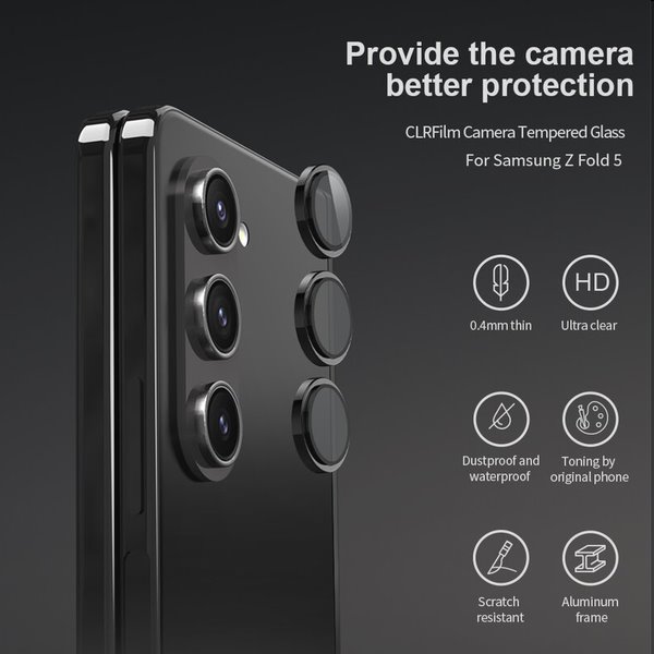 Nillkin CLRFilm Camera Edzett üveg Samsung Galaxy Z Fold 5 5G számára, fekete