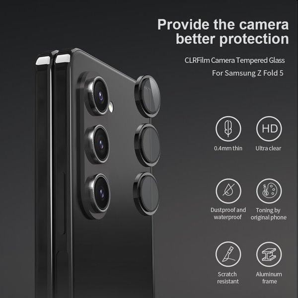 Nillkin CLRFilm Camera Edzett üveg Samsung Galaxy Z Fold 5 5G számára, fekete Nillkin CLRFilm Camera Edzett üveg Samsung Galaxy Z Fold 5 5G számára, fekete