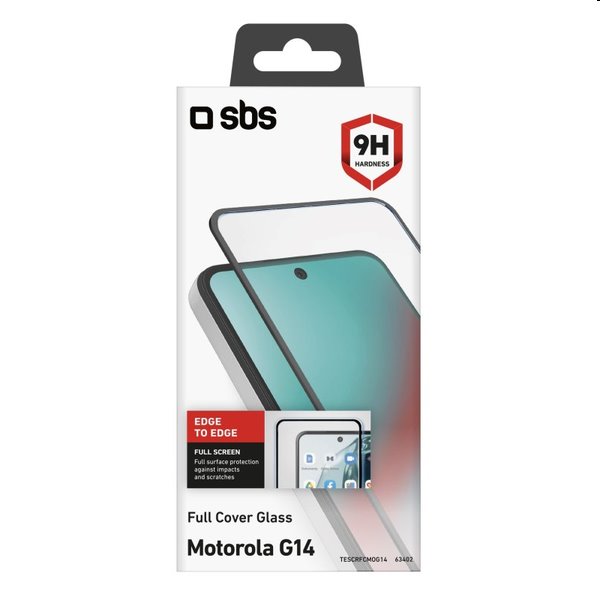SBS Full Cover edzett üveg Motorola Moto G14 számára, fekete SBS Full Cover edzett üveg Motorola Moto G14 számára, fekete