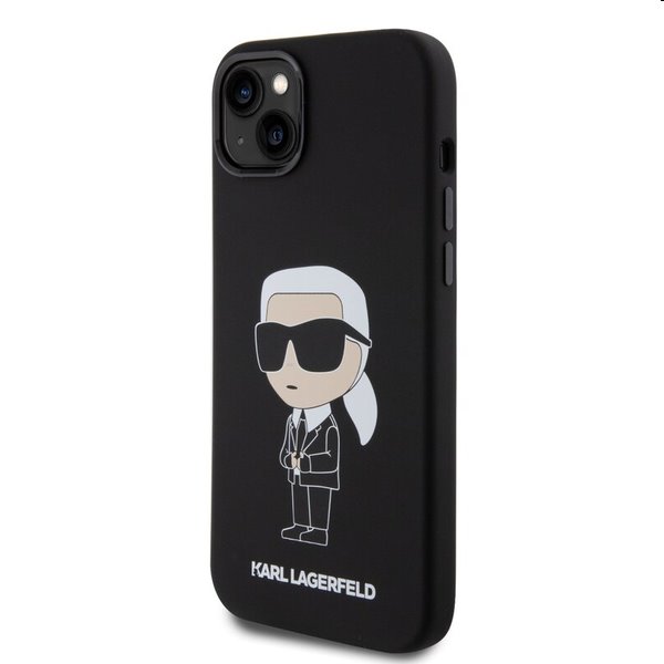 Karl Lagerfeld Liquid Silicone Ikonik NFT hátlapi tok Apple iPhone 15 Plus számára, fekete