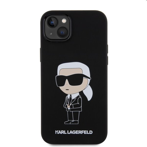 Karl Lagerfeld Liquid Silicone Ikonik NFT hátlapi tok Apple iPhone 15 Plus számára, fekete