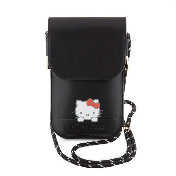 Hello Kitty PU Daydreaming Logo Leather Wallet Phone Bag, fekete