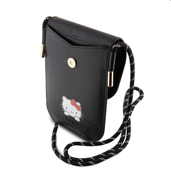 Hello Kitty PU Daydreaming Logo Leather Wallet Phone Bag, fekete