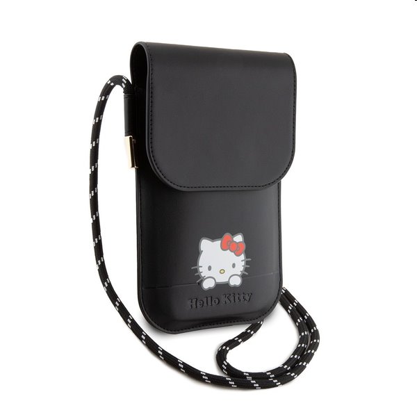 Hello Kitty PU Daydreaming Logo Leather Wallet Phone Bag, fekete