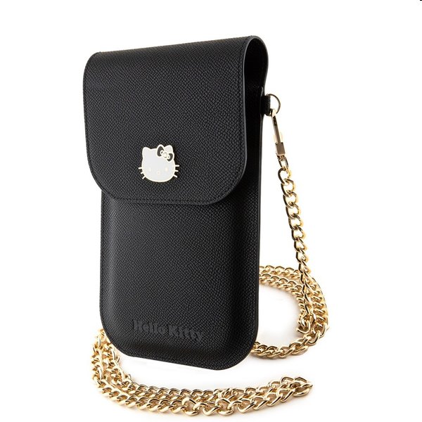 Hello Kitty PU Metal Logo Leather Wallet Phone Bag, fekete Hello Kitty PU Metal Logo Leather Wallet Phone Bag, fekete