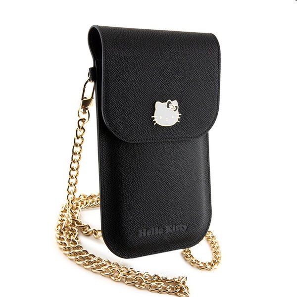 Hello Kitty PU Metal Logo Leather Wallet Phone Bag, fekete Hello Kitty PU Metal Logo Leather Wallet Phone Bag, fekete