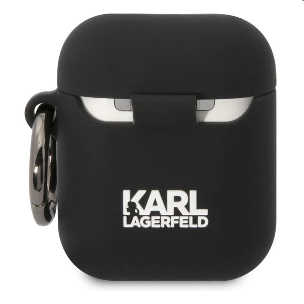Karl Lagerfeld 3D Logo NFT Choupette Head szilikontok Apple AirPods 1/2 számára, fekete