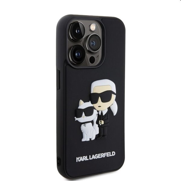 Karl Lagerfeld 3D Rubber Karl and Choupette tok Apple iPhone 13 Pro számára, fekete