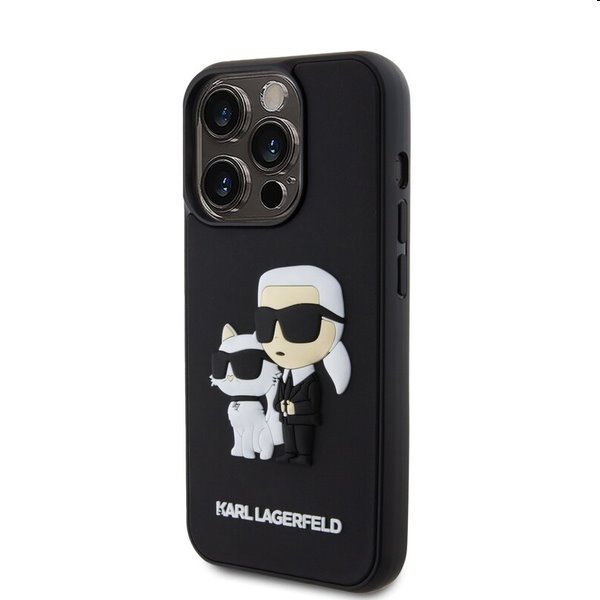 Karl Lagerfeld 3D Rubber Karl and Choupette tok Apple iPhone 13 Pro számára, fekete