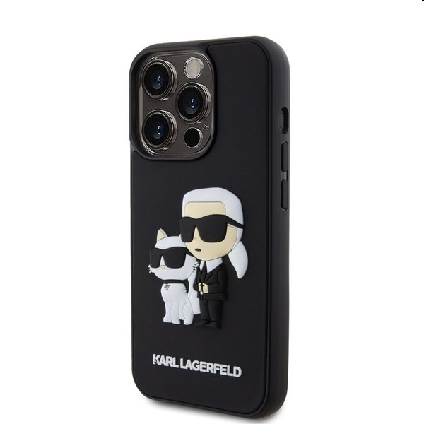 Karl Lagerfeld 3D Rubber Karl and Choupette tok Apple iPhone 13 Pro számára, fekete Karl Lagerfeld 3D Rubber Karl and Choupette tok Apple iPhone 13 Pro számára, fekete