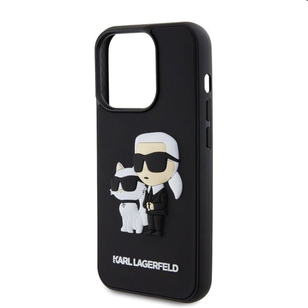 Karl Lagerfeld 3D Rubber Karl and Choupette tok Apple iPhone 13 Pro számára, fekete