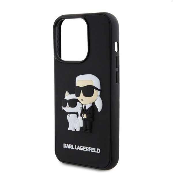 Karl Lagerfeld 3D Rubber Karl and Choupette tok Apple iPhone 13 Pro számára, fekete Karl Lagerfeld 3D Rubber Karl and Choupette tok Apple iPhone 13 Pro számára, fekete