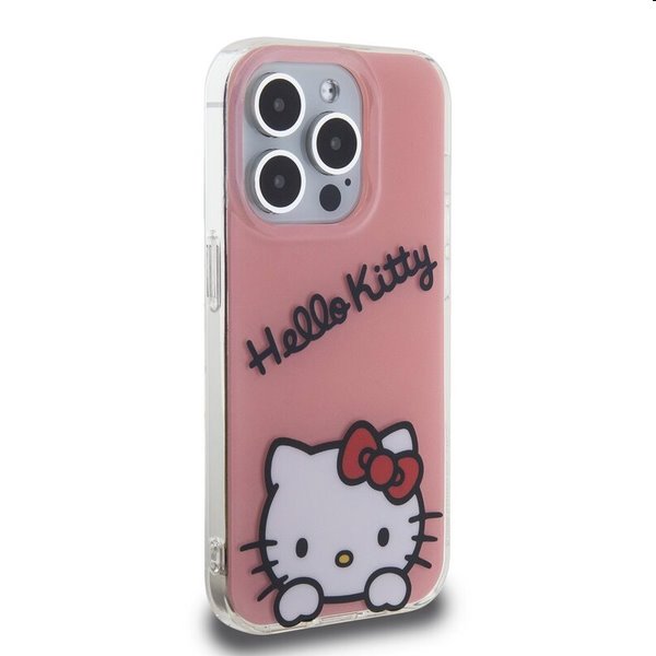Hello Kitty IML Daydreaming Logo hátlapi tok Apple iPhone 15 Pro számára, rózsaszín