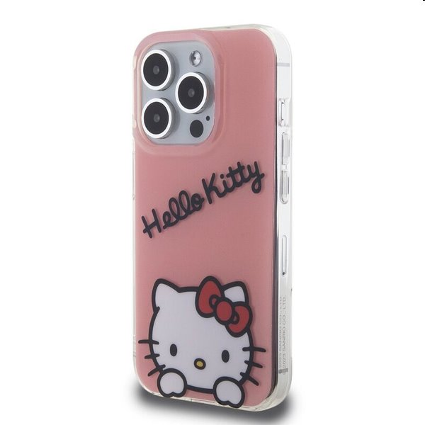 Hello Kitty IML Daydreaming Logo hátlapi tok Apple iPhone 15 Pro számára, rózsaszín