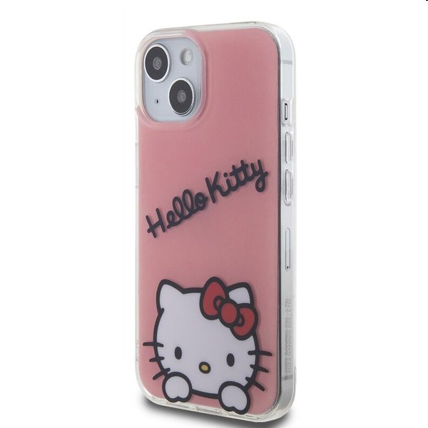 Hello Kitty IML Daydreaming Logo hátlapi tok Apple iPhone 15 számára, rózsaszín