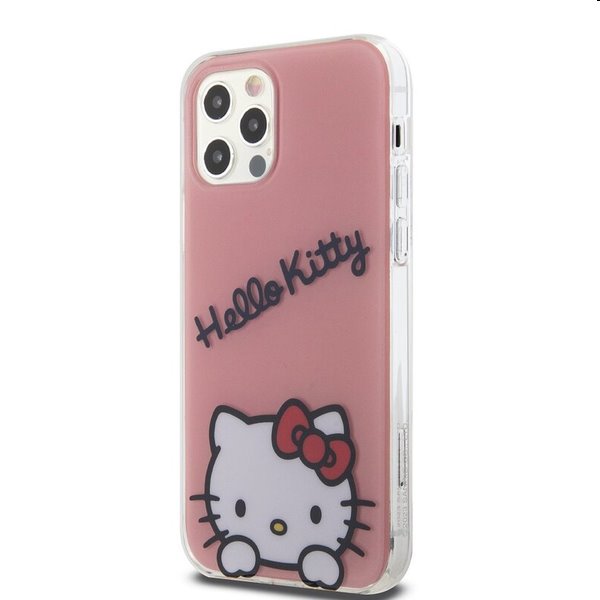 Hello Kitty IML Daydreaming Logo hátlapi tok Apple iPhone 12/12 Pro számára, rózsaszín
