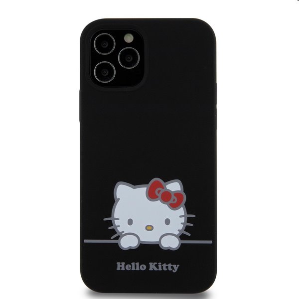 Hello Kitty Liquid Silicone Daydreaming Logo hátlapi tok Apple iPhone 12/12 Pro számára, fekete