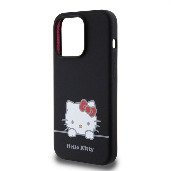 Hello Kitty Liquid Silicone Daydreaming Logo hátlapi tok Apple iPhone 15 Pro Max számára, fekete