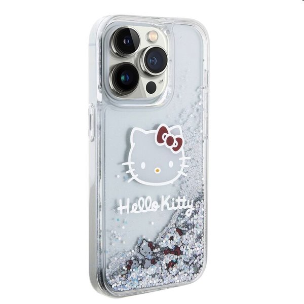 Hello Kitty Liquid Glitter Electroplating Head Logo hátlapi tok Apple iPhone 13 Pro számára, átlátszó
