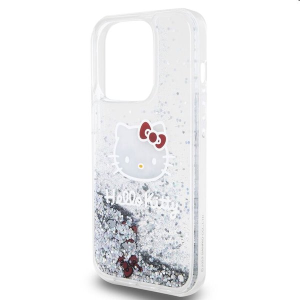Hello Kitty Liquid Glitter Electroplating Head Logo hátlapi tok Apple iPhone 13 Pro számára, átlátszó
