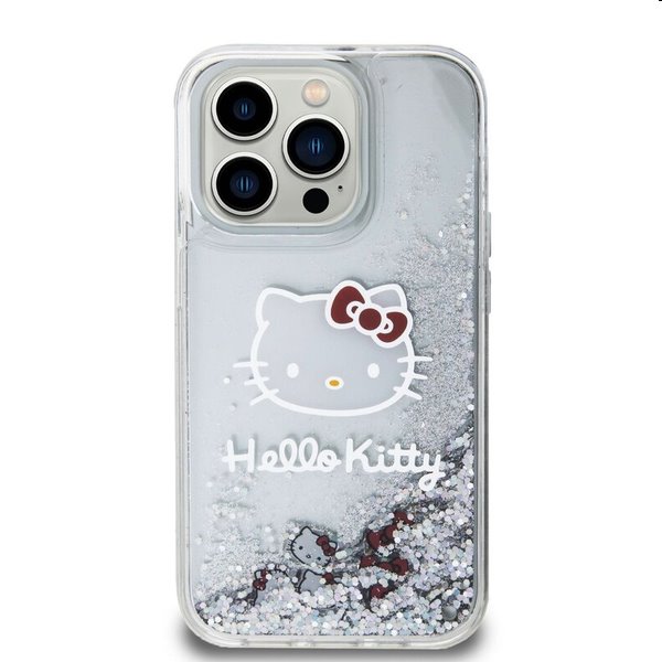 Hello Kitty Liquid Glitter Electroplating Head Logo hátlapi tok Apple iPhone 13 Pro számára, átlátszó