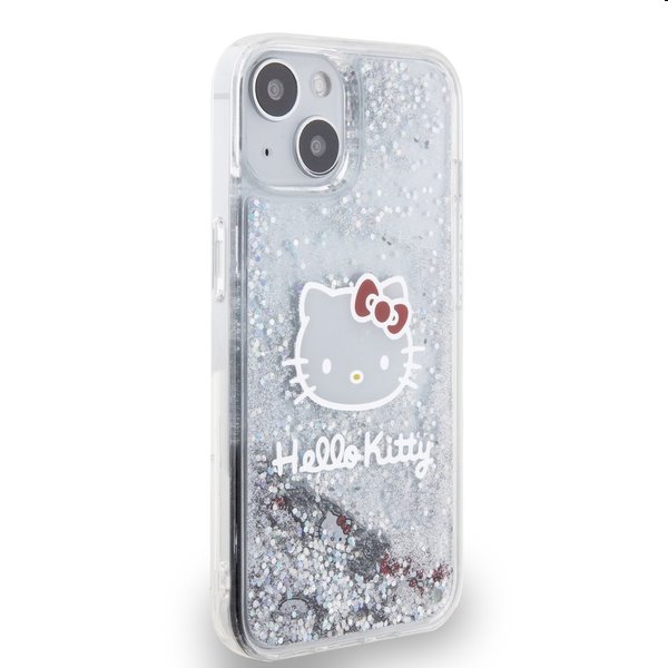 Hello Kitty Liquid Glitter Electroplating Head Logo hátlapi tok Apple iPhone 13 számára, átlátszó