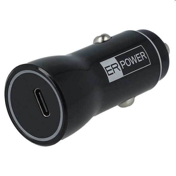ER POWER Autós töltő USB-C, PD, 20 W, fekete