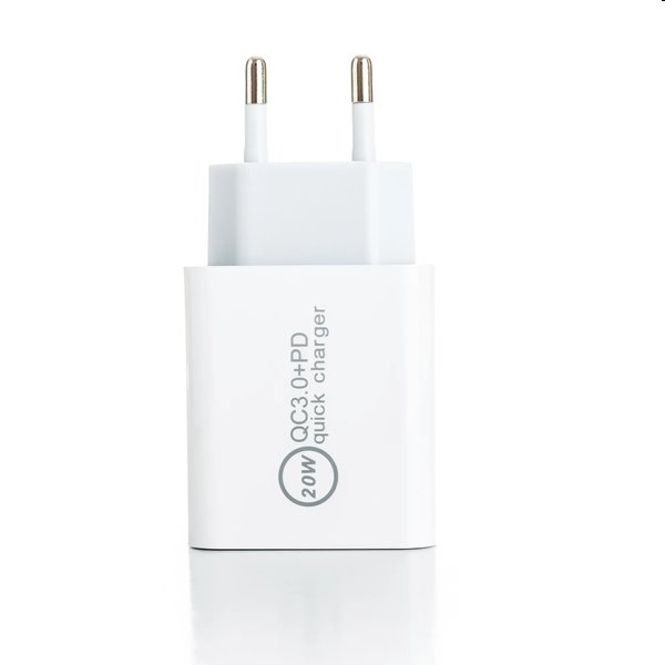 ER POWER Hálózati töltő  USB-C/USB-A, PD, QC, 20W, fehér