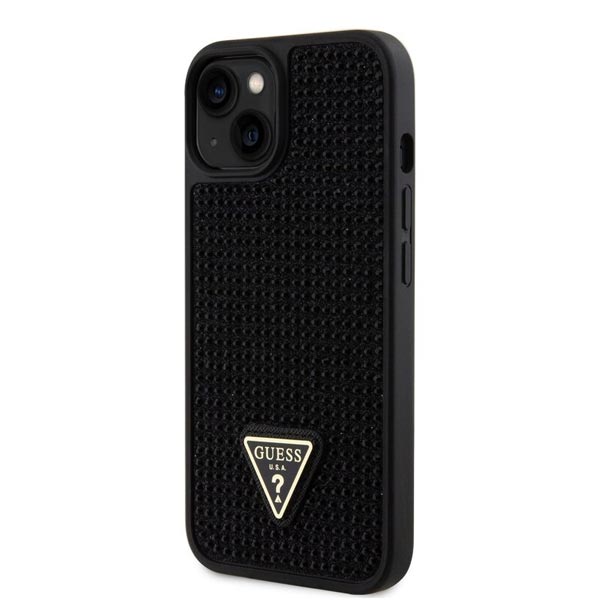 Guess Rhinestones Triangle Metal Logo Tok pre iPhone 13, fekete