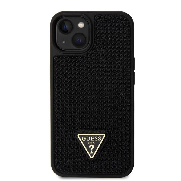 Guess Rhinestones Triangle Metal Logo Tok pre iPhone 13, fekete