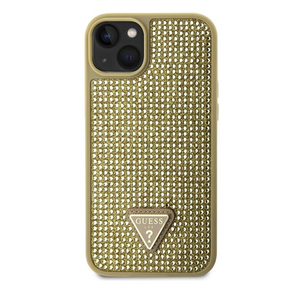 Guess Rhinestones Triangle Metal Logo Tok iPhone 15 számára, arany